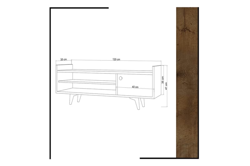 Tv-bänk Naidaj 120 cm - Trä|Vit - TV bänk & mediabänk