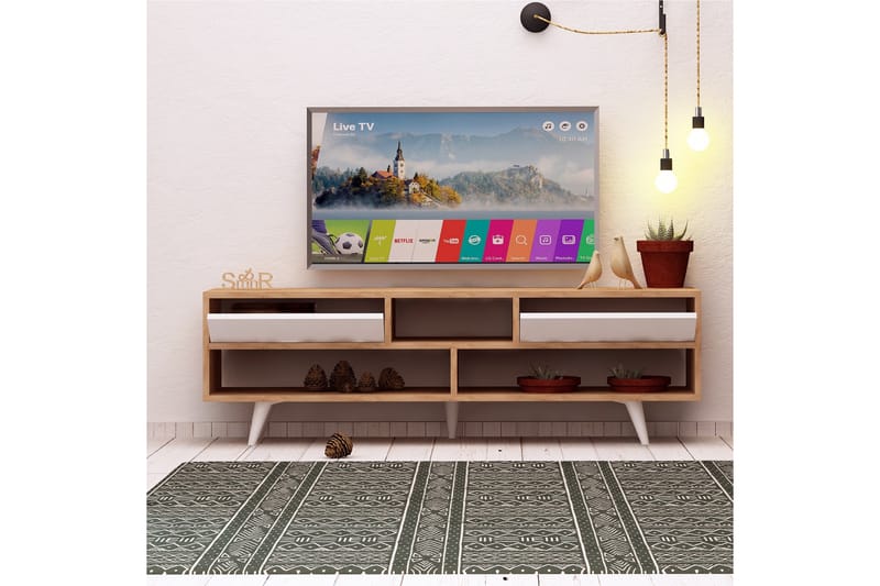 Tv-bänk Naidaj 140 cm - Brun/Vit - Möbler - TV- & Mediamöbler - TV bänk & mediabänk