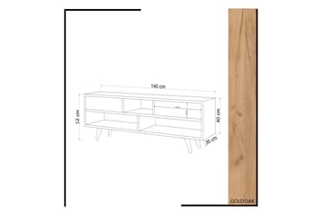 Tv-bänk Naidaj 140 cm - Brun/Vit - Möbler - TV- & Mediamöbler - TV bänk & mediabänk