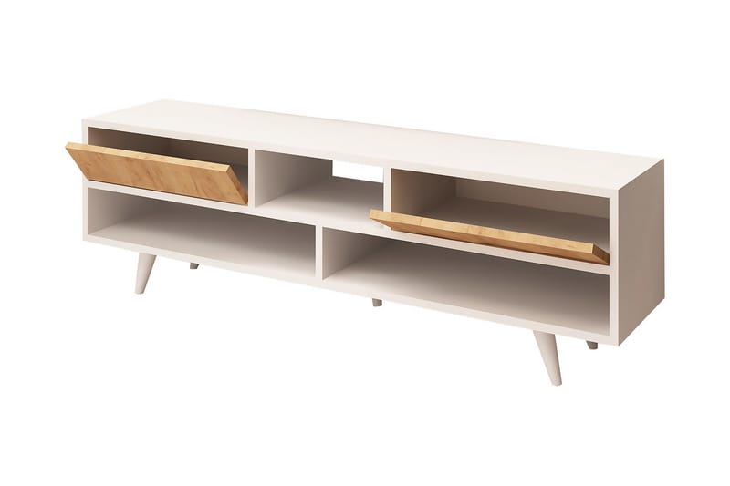 Tv-bänk Naidaj 140 cm - Vit/Brun - Möbler - TV- & Mediamöbler - TV bänk & mediabänk
