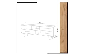 Tv-bänk Naidaj 140 cm - Vit/Brun - Möbler - TV- & Mediamöbler - TV bänk & mediabänk