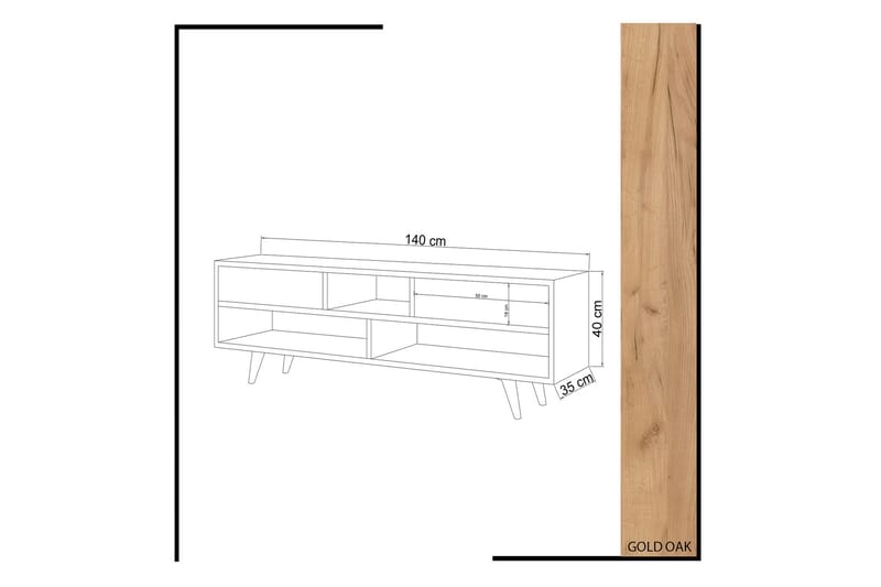 Tv-bänk Naidaj 140 cm - Vit/Brun - Möbler - TV- & Mediamöbler - TV bänk & mediabänk