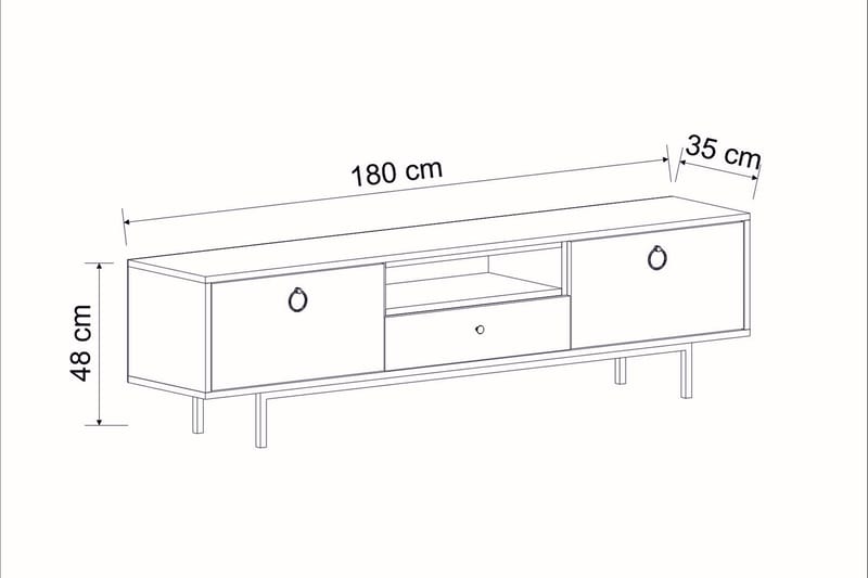 Tv-bänk Naturelia 180 cm - Antracit - TV bänk & mediabänk