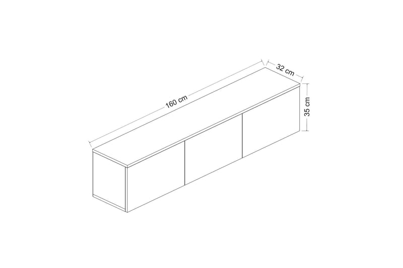 Tv-bänk Neon 160x32 cm Vit/Brun - Hanah Home - TV bänk & mediabänk