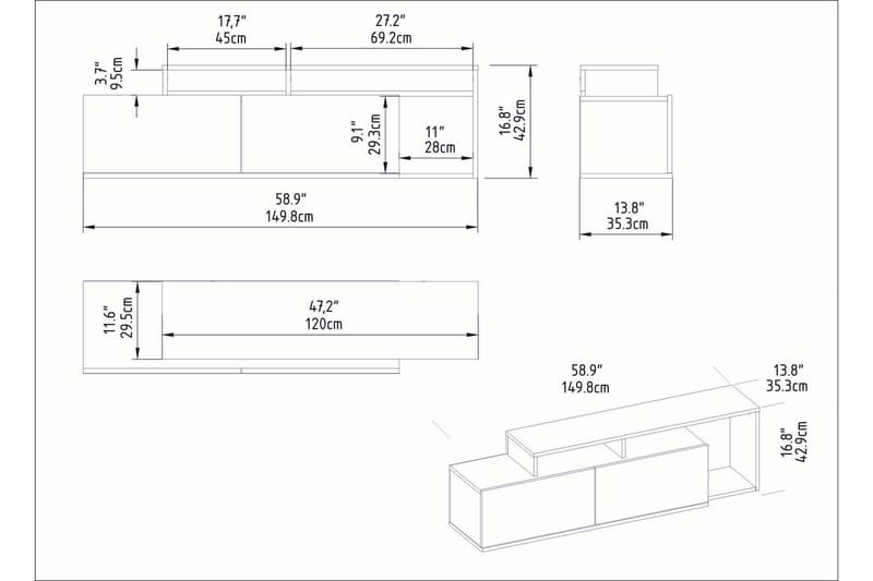 Tv-bänk Nexeria 150 cm - Natur/Vit - TV bänk & mediabänk