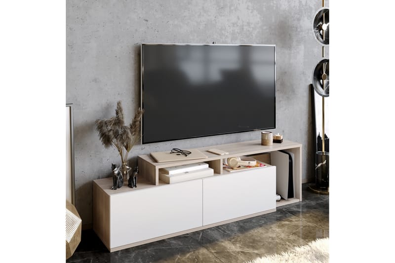 Tv-bänk Nexeria 150 cm - Natur/Vit - TV bänk & mediabänk