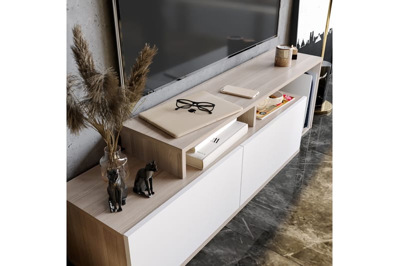 Tv-bänk Nexeria 150 cm - Natur/Vit - Möbler - TV- & Mediamöbler - TV bänk & mediabänk