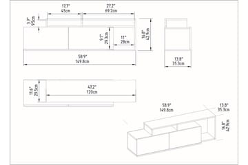 Tv-bänk Nexeria 150 cm - Svart/Mörkbrun - Möbler - TV- & Mediamöbler - TV bänk & mediabänk