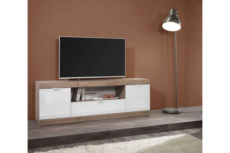 Tv-Bänk Nickero 180 cm - Vit/Brun - Möbler - TV- & Mediamöbler - TV bänk & mediabänk