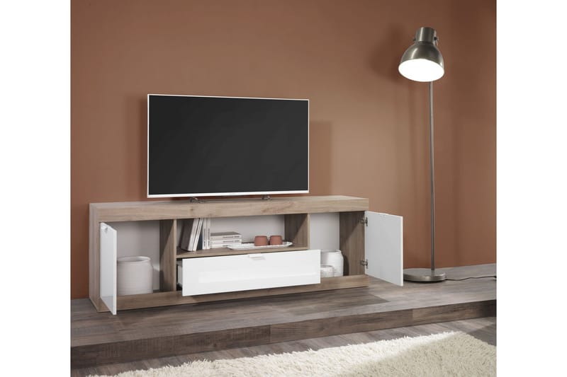 Tv-Bänk Nickero 180 cm - Vit/Brun - Möbler - TV- & Mediamöbler - TV bänk & mediabänk