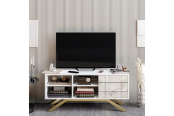 Tv-bänk Northeim 130 cm - Vit/Guld - Möbler - TV- & Mediamöbler - TV bänk & mediabänk