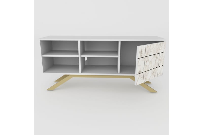 Tv-bänk Northeim 130 cm - Vit/Guld - Möbler - TV- & Mediamöbler - TV bänk & mediabänk