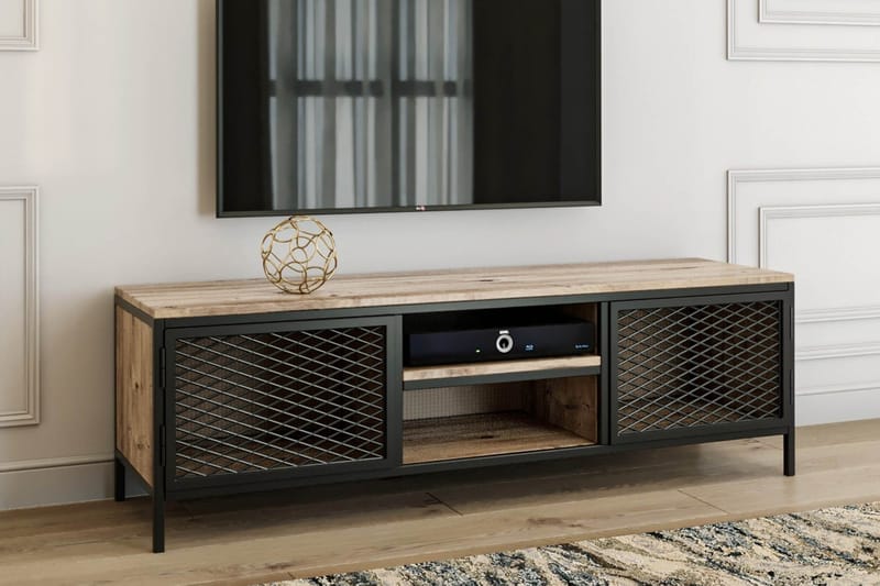 TV-Bänk Novitsky 150 cm - Ek|Svart - Möbler - TV- & Mediamöbler - TV bänk & mediabänk