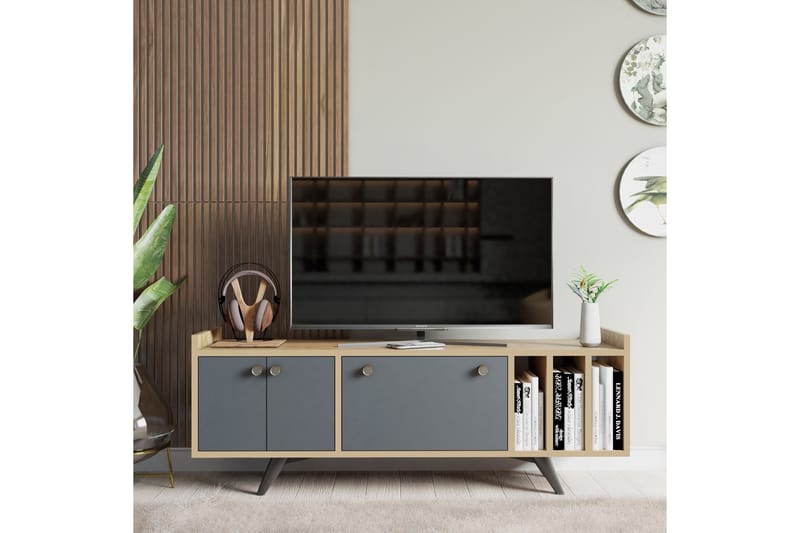 Tv-bänk Occidente 150 cm - Antracit/Natur - Möbler - TV- & Mediamöbler - TV bänk & mediabänk
