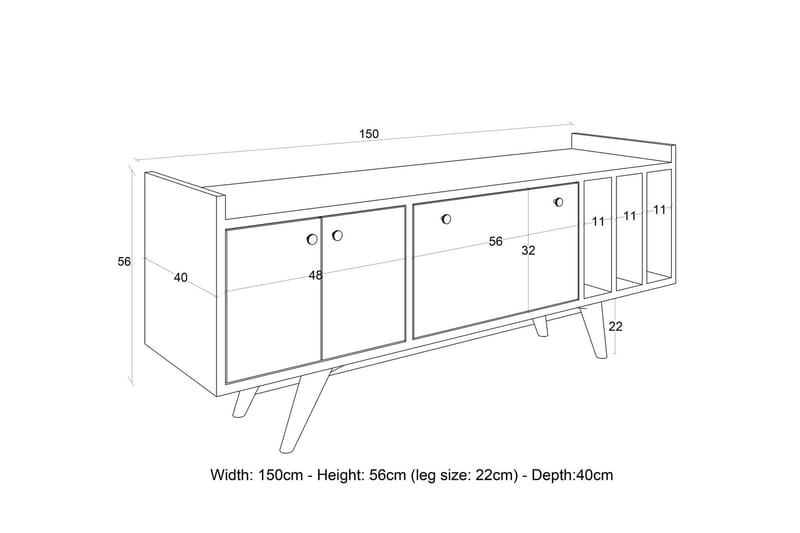 Tv-bänk Occidente 150 cm - Antracit/Natur - Möbler - TV- & Mediamöbler - TV bänk & mediabänk