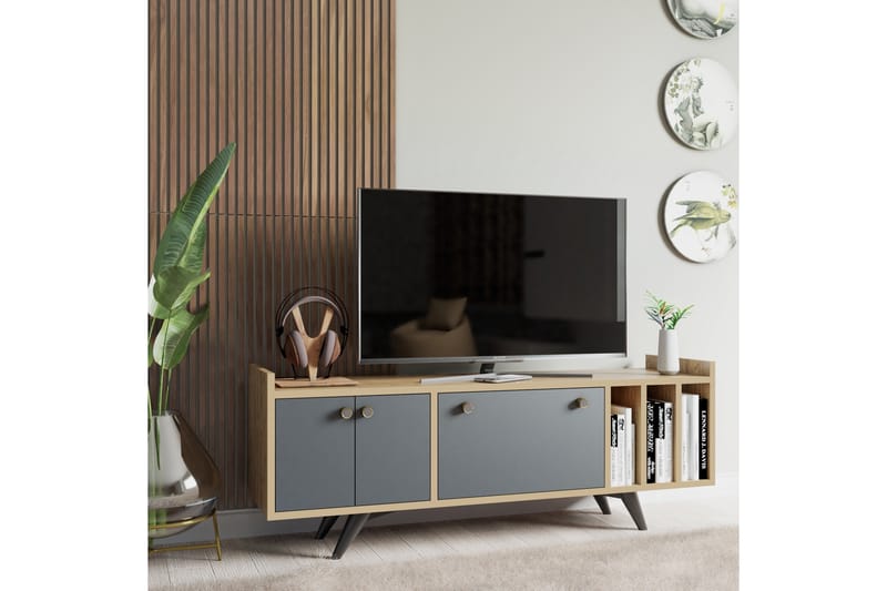 Tv-bänk Occidente 150 cm - Antracit/Natur - Möbler - TV- & Mediamöbler - TV bänk & mediabänk