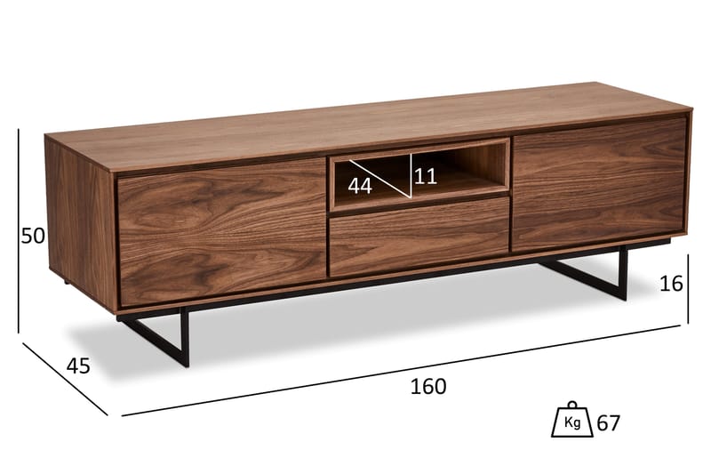 TV-Bänk Oldington 160 cm - Brun - TV bänk & mediabänk