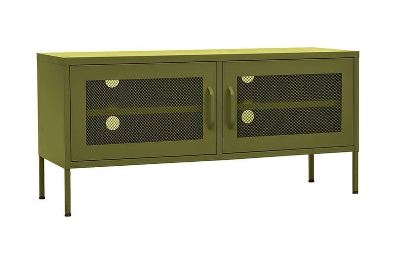 Tv-bänk olivgrön 105x35x50 cm stål - Grön - TV bänk & mediabänk