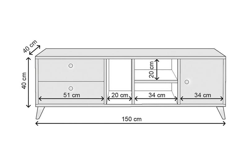 Tv-bänk Oxaca 150 cm - Natur - TV bänk & mediabänk