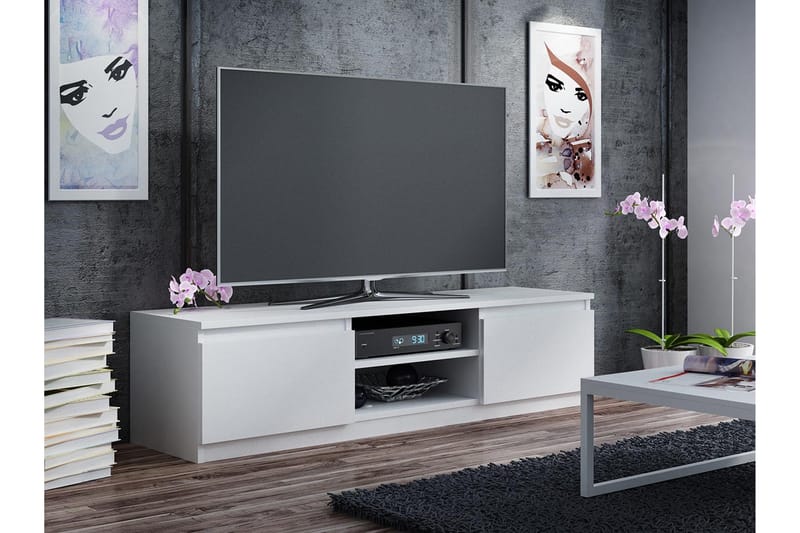TV-bänk Radomir 140 cm - Vit - Möbler - TV- & Mediamöbler - TV bänk & mediabänk