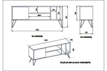 TV-Bänk Rease 140 cm - Valnöt|Svart|Vit - Möbler - TV- & Mediamöbler - TV bänk & mediabänk
