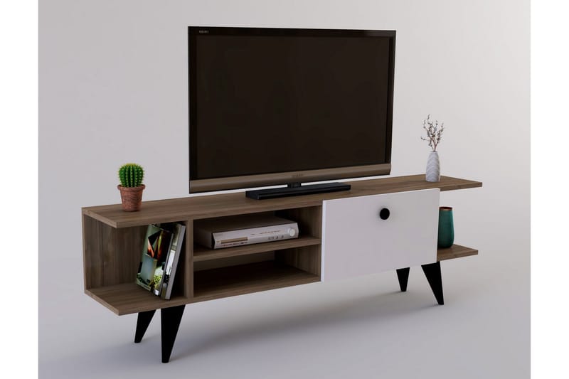 Tv-bänk Rechar 120 cm - Valnöt/Vit - TV bänk & mediabänk