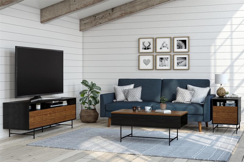 Tv-bänk Reznor 157,5x49,5 cm Svart/Brun - Dorel Home - Möbler - TV- & Mediamöbler - TV bänk & mediabänk
