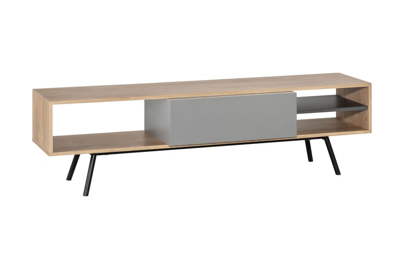TV-bänk Ribbon 160 cm med Förvaring Trä/Natur/Grå/Svart - VOX - Möbler - TV- & Mediamöbler - TV bänk & mediabänk