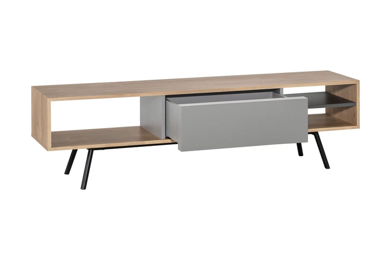 TV-bänk Ribbon 160 cm med Förvaring Trä/Natur/Grå/Svart - VOX - Möbler - TV- & Mediamöbler - TV bänk & mediabänk