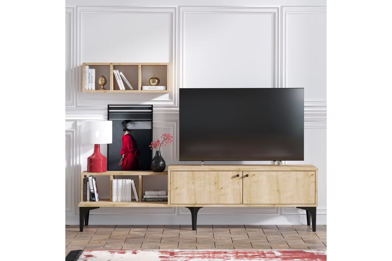 Tv-bänk Roodbaal 180 cm - Natur/Vit - Möbler - TV- & Mediamöbler - TV bänk & mediabänk