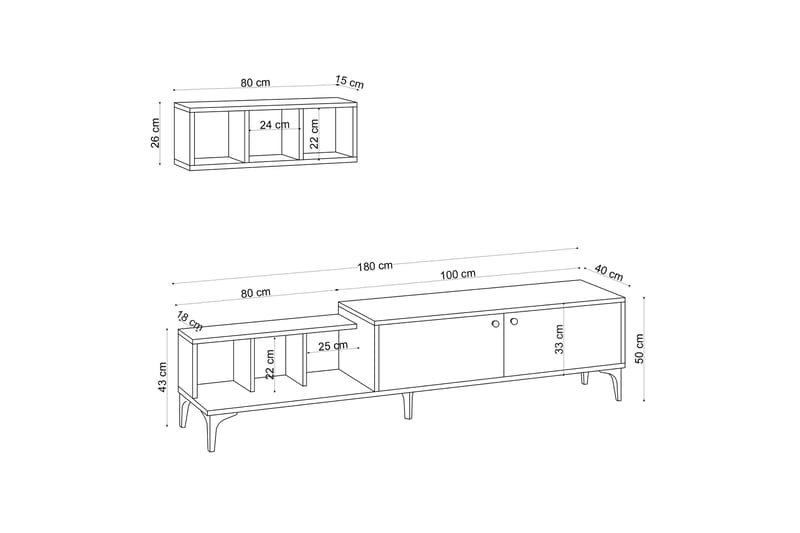 Tv-bänk Roodbaal 180 cm - Natur/Vit - TV bänk & mediabänk