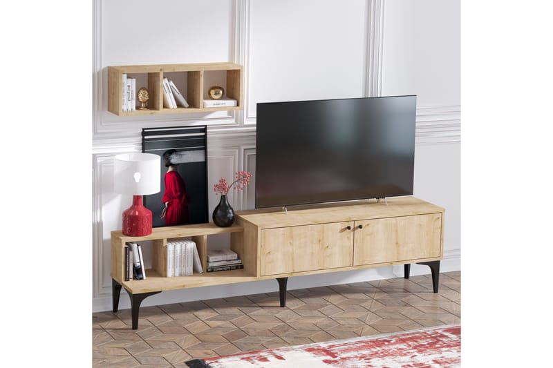 Tv-bänk Roodbaal 180 cm - Natur/Vit - TV bänk & mediabänk