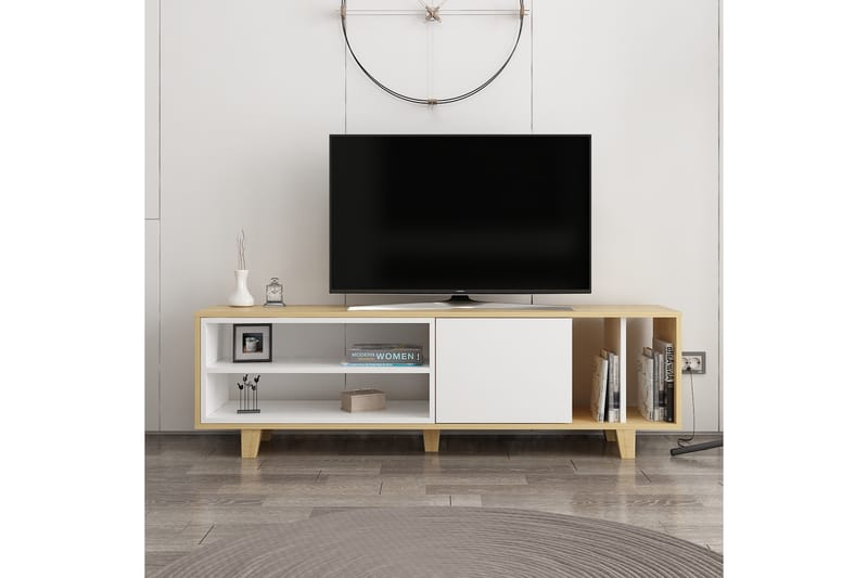 Tv-bänk Rosmar 160 cm - Natur/Vit - TV bänk & mediabänk