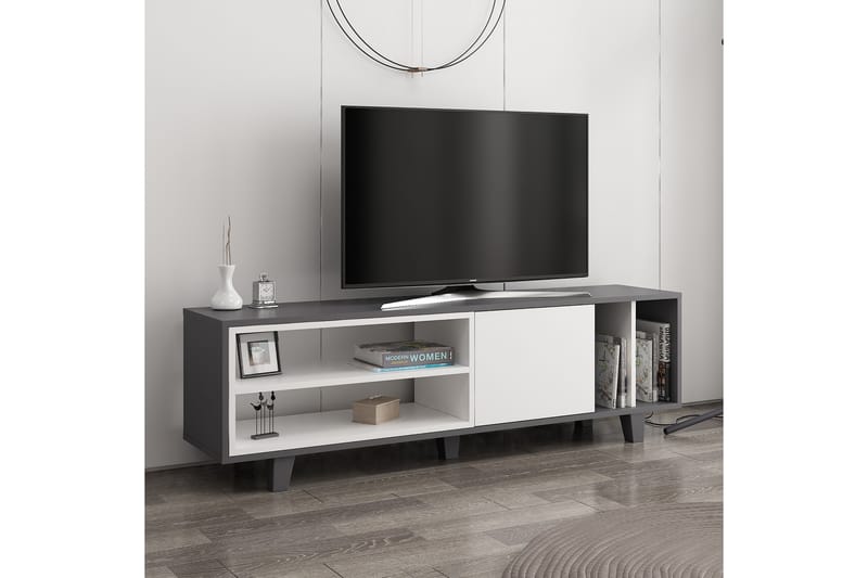 Tv-bänk Rosmar 160 cm - Vit/Antracit - TV bänk & mediabänk