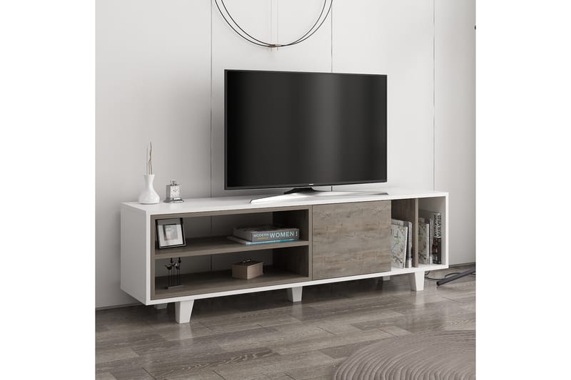 Tv-bänk Rosmar 160 cm - Vit/Mörkbrun - TV bänk & mediabänk