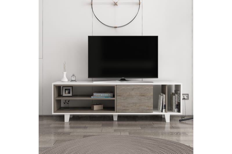 Tv-bänk Rosmar 160 cm - Vit/Mörkbrun - TV bänk & mediabänk