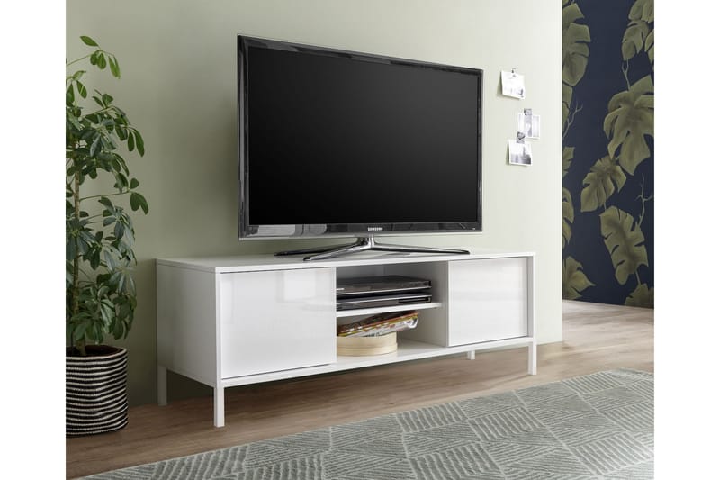 TV-bänk Salerno 139 cm Vit - TV bänk & mediabänk
