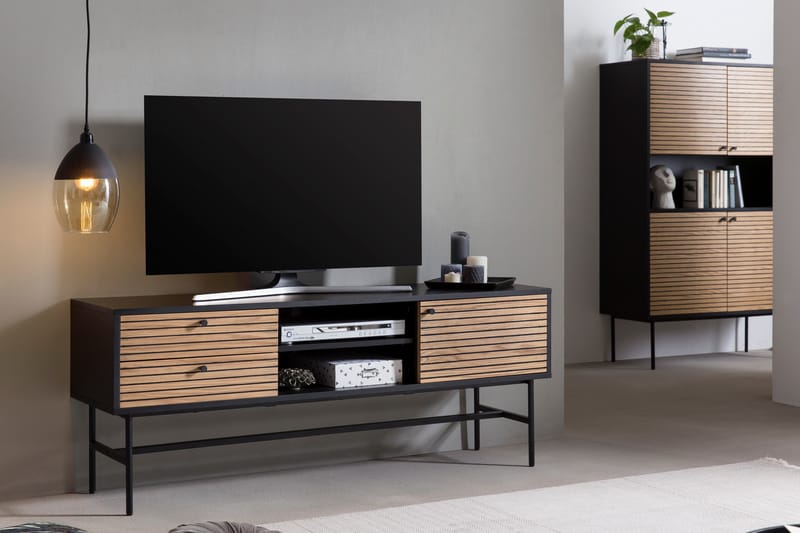 Tv-bänk Saybrook 150x40 cm - Svart/Ekfaner - TV bänk & mediabänk
