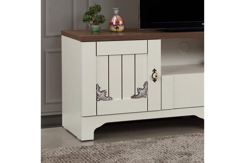 Tv-bänk Sebrina 140 cm - Vit|Valnöt - Möbler - TV- & Mediamöbler - TV bänk & mediabänk