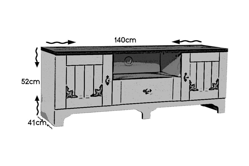 Tv-bänk Sebrina 140 cm - Vit|Valnöt - TV bänk & mediabänk