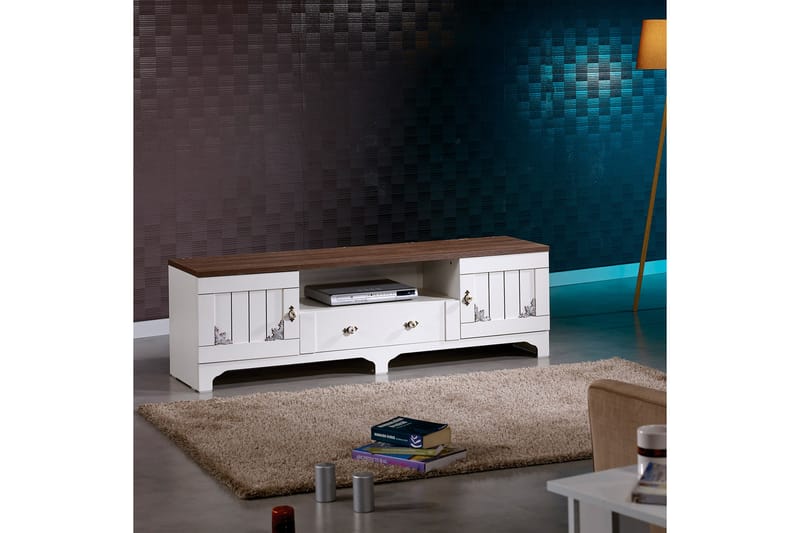 Tv-bänk Sebrina 170 cm - Vit|Valnöt - Möbler - TV- & Mediamöbler - TV bänk & mediabänk