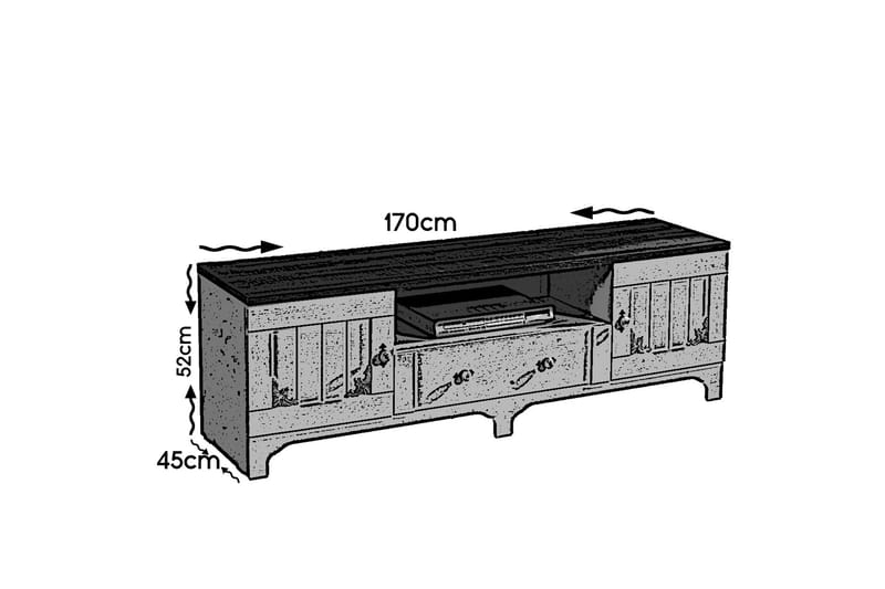 Tv-bänk Sebrina 170 cm - Vit|Valnöt - TV bänk & mediabänk