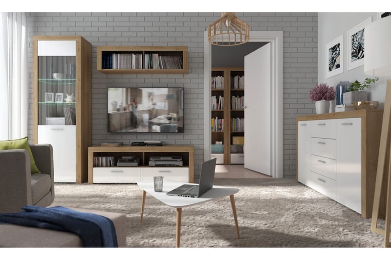 TV-bänk Sitar 135 cm - Trä|natur|Vit - Möbler - TV- & Mediamöbler - TV bänk & mediabänk