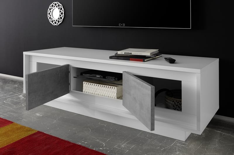 TV-bänk Sky 156 cm - Vit|Ljusgrå - Möbler - TV- & Mediamöbler - TV bänk & mediabänk