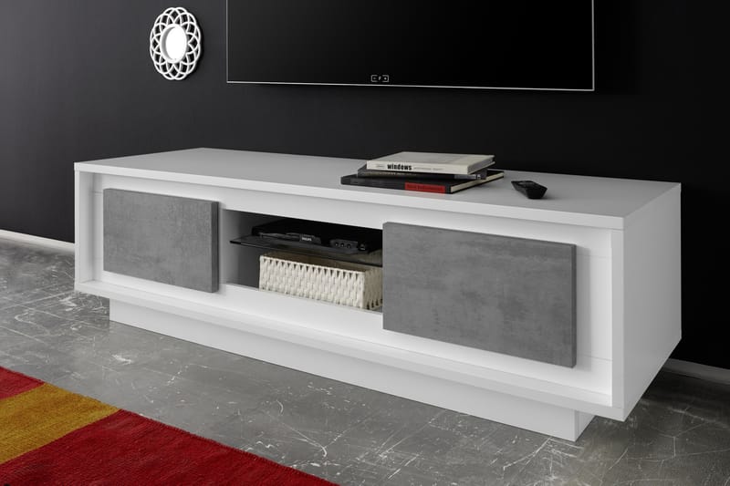 TV-bänk Sky 156 cm - Vit|Ljusgrå - Möbler - TV- & Mediamöbler - TV bänk & mediabänk