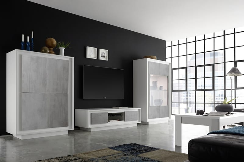 TV-bänk Sky 156 cm - Vit|Ljusgrå - Möbler - TV- & Mediamöbler - TV bänk & mediabänk