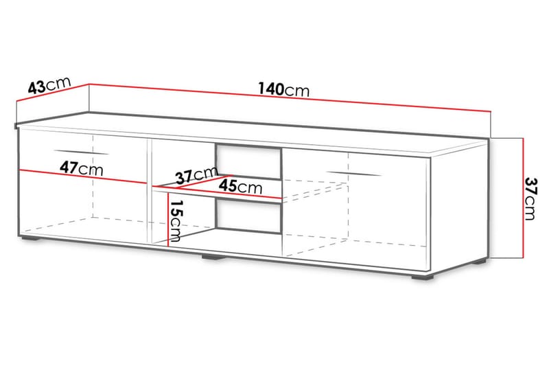 TV-bänk Soho 140x43x37 cm - Svart - Möbler - TV- & Mediamöbler - TV bänk & mediabänk