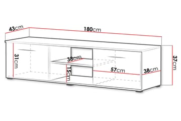 TV-bänk Soho 180x43x37 cm - Grå/Vit - Möbler - TV- & Mediamöbler - TV bänk & mediabänk