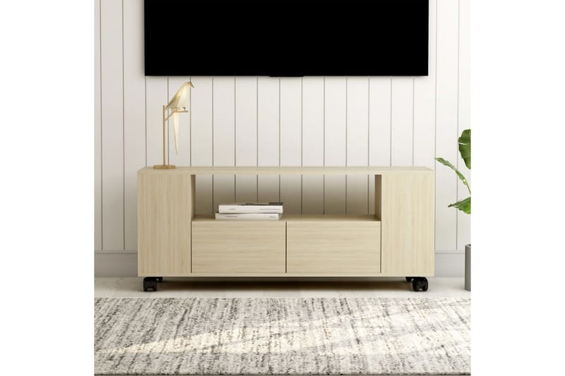 TV-bänk sonoma ek 120x35x43 cm spånskiva - Brun - TV bänk & mediabänk