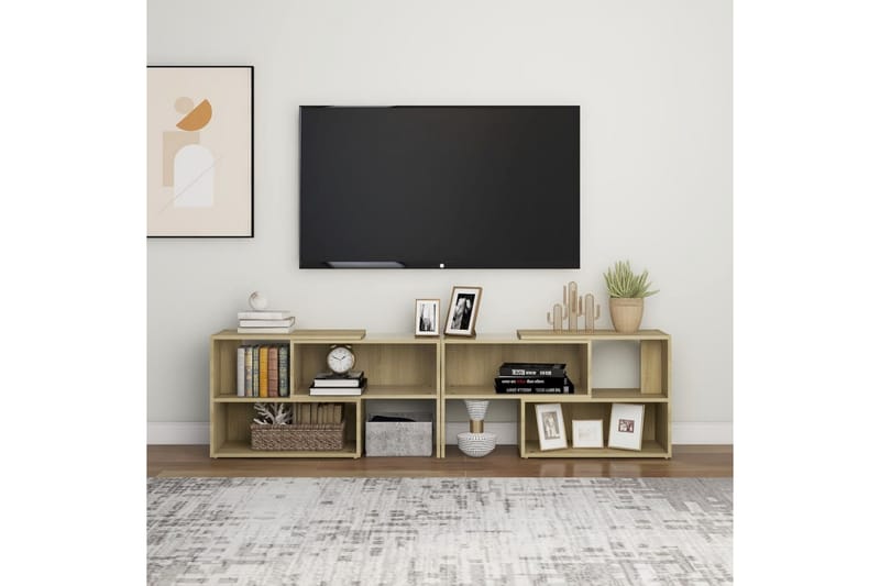 TV-bänk sonoma-ek 149x30x52 cm spånskiva - Brun - TV bänk & mediabänk